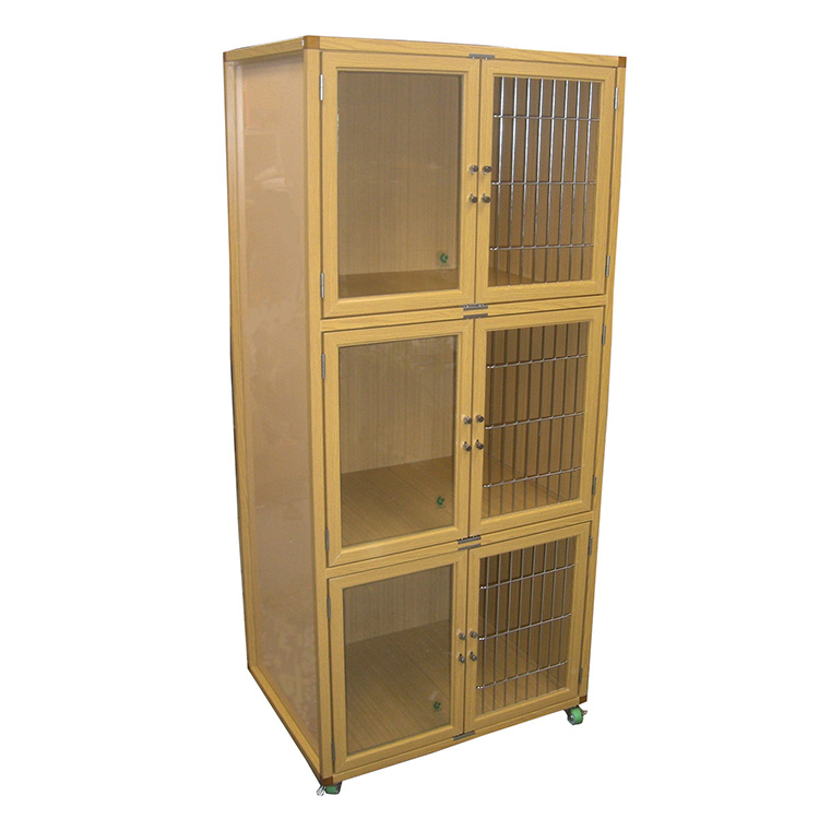 3段HOTEL犬舎 HM-800G 間仕切り付き オール木目犬舎