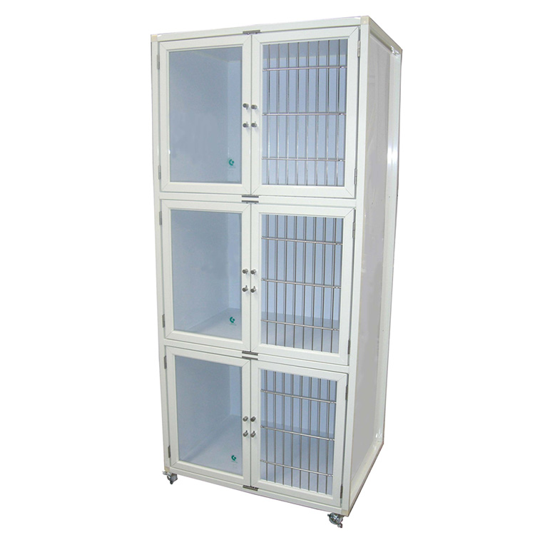 3段HOTEL犬舎 HW-800G 間仕切り付き ホワイト扉