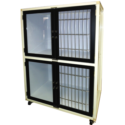 2段HOTEL犬舎 HWB-800G-2 仕切り付き ブラック扉