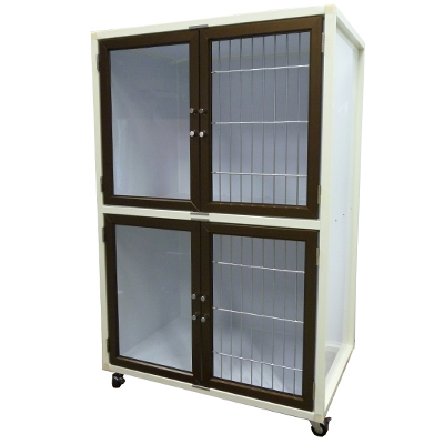 2段HOTEL犬舎 HWDB-800G-2 仕切り付き ダークブラウン扉