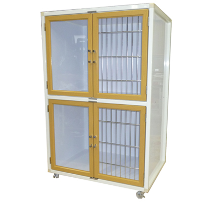 2段HOTEL犬舎 HWM-800G-2 仕切り付き 木目扉