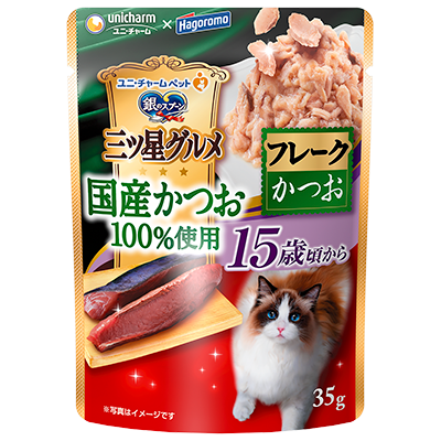 銀のスプーン 三ツ星グルメ パウチ 国産かつお100％使用 フレーク 15歳頃からかつお 35g