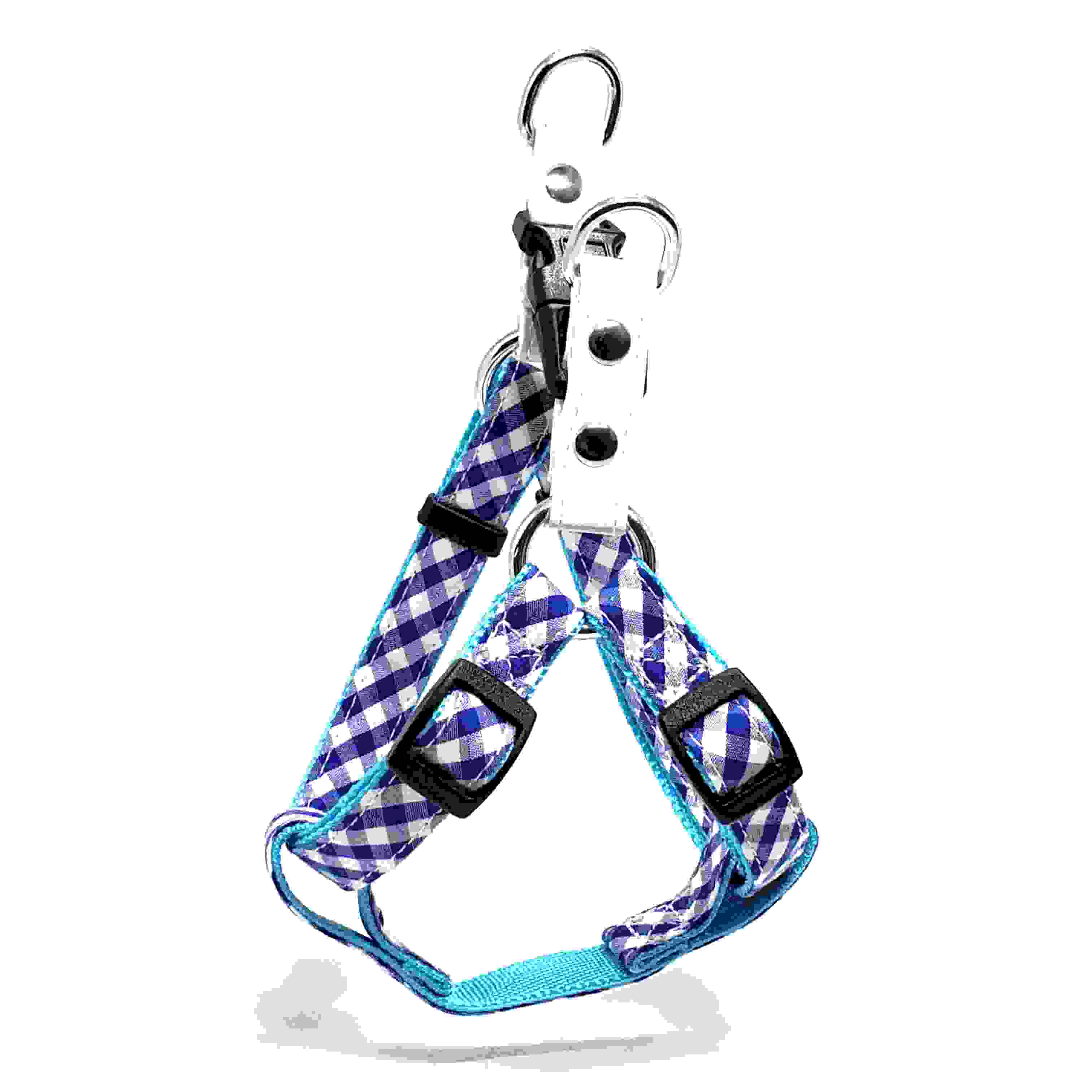 LEADOG NEWギンガムチェックカンタンハーネス S　ブルー