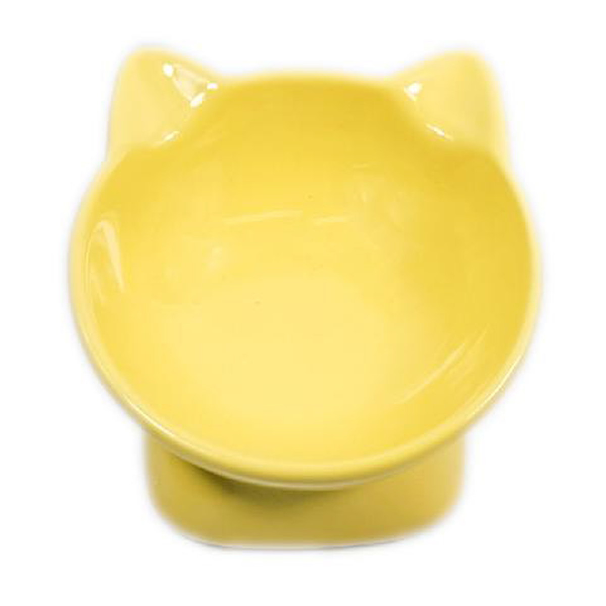 Petifam 猫型フードボウル ロー イエロー