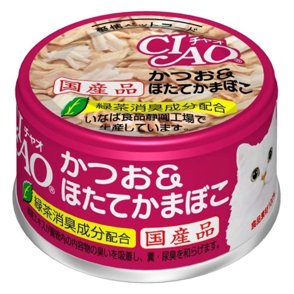 CIAO ホワイティ(かつお白身シリーズ) かつお＆ほたてかまぼこ 85g