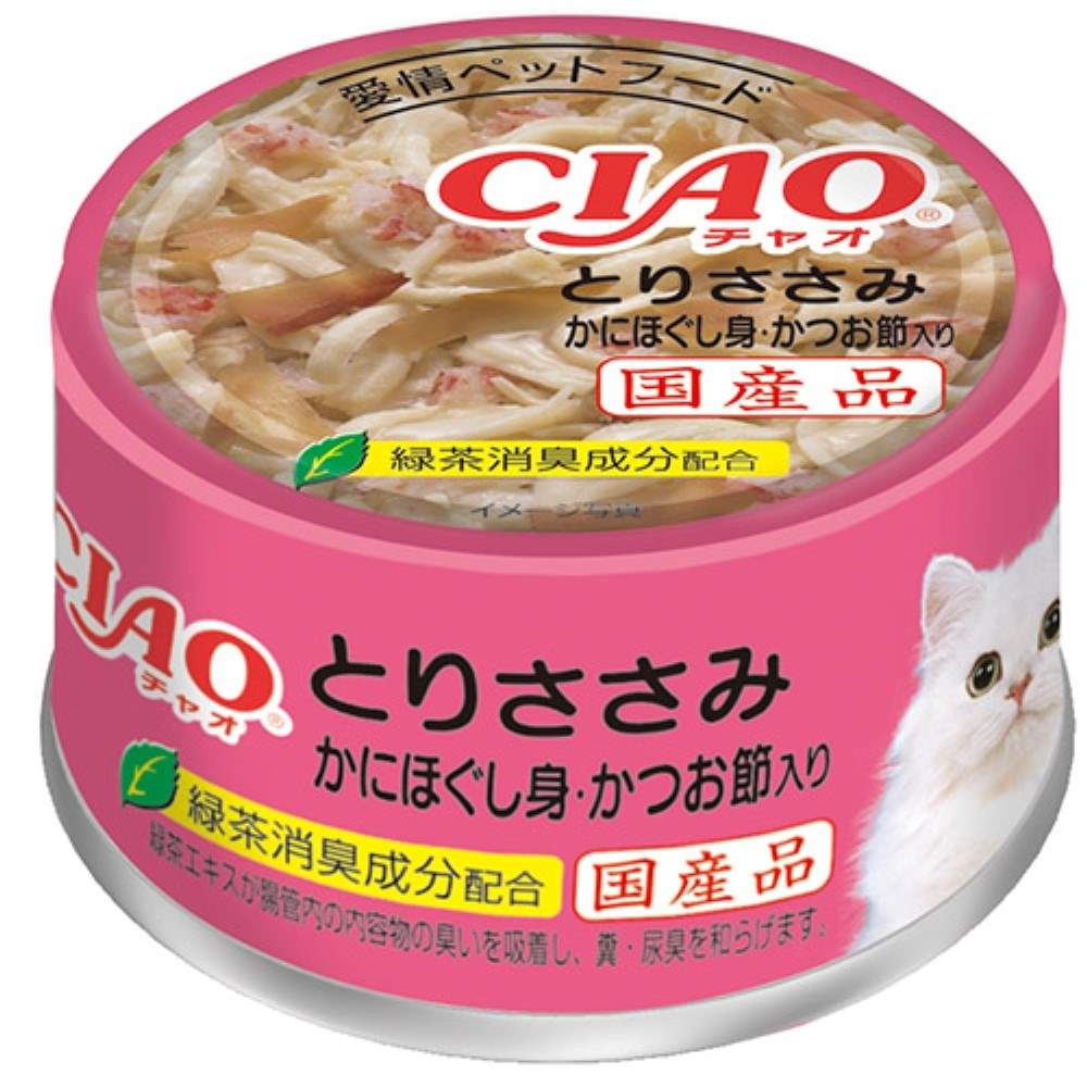 CIAO ホワイティ(とりささみシリーズ) とりささみ　かにほぐし身・かつお節入り 85g