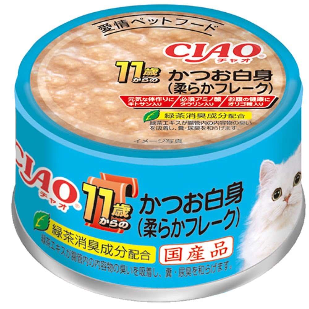 CIAO 年齢別 子猫/シニア 11歳からのかつお白身（柔らかフレーク） 85g