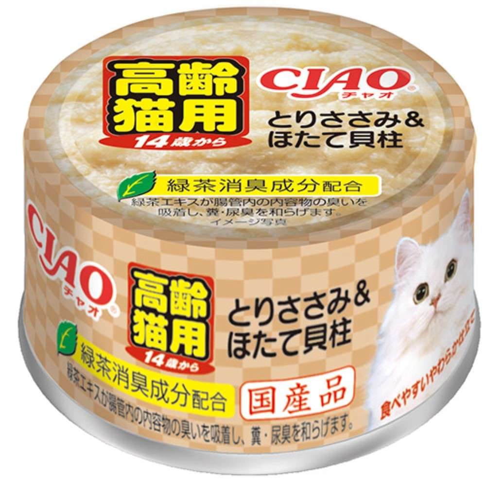 CIAO 年齢別 子猫/シニア 14歳からのとりささみ＆ほたて貝柱 85g