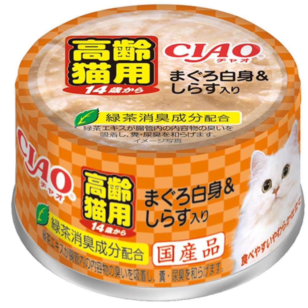 CIAO 年齢別 子猫/シニア 14歳からのまぐろ白身＆しらす入り 85g