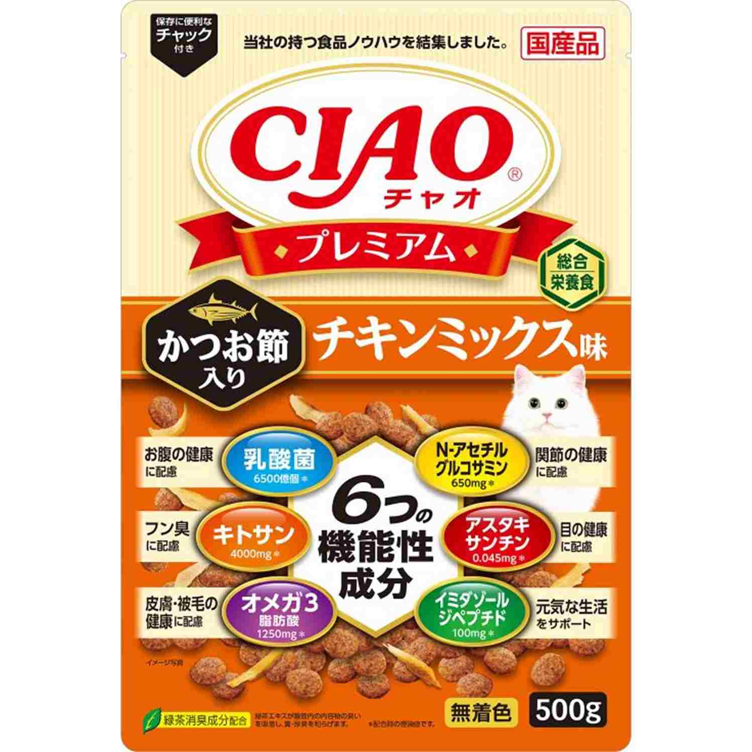 CIAO プレミアム かつお節入り　チキンミックス味 500g