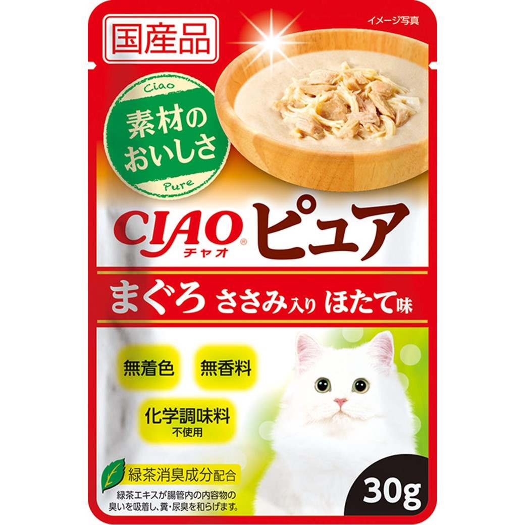 CIAOピュアパウチ　まぐろささみ入りほたて味 30g