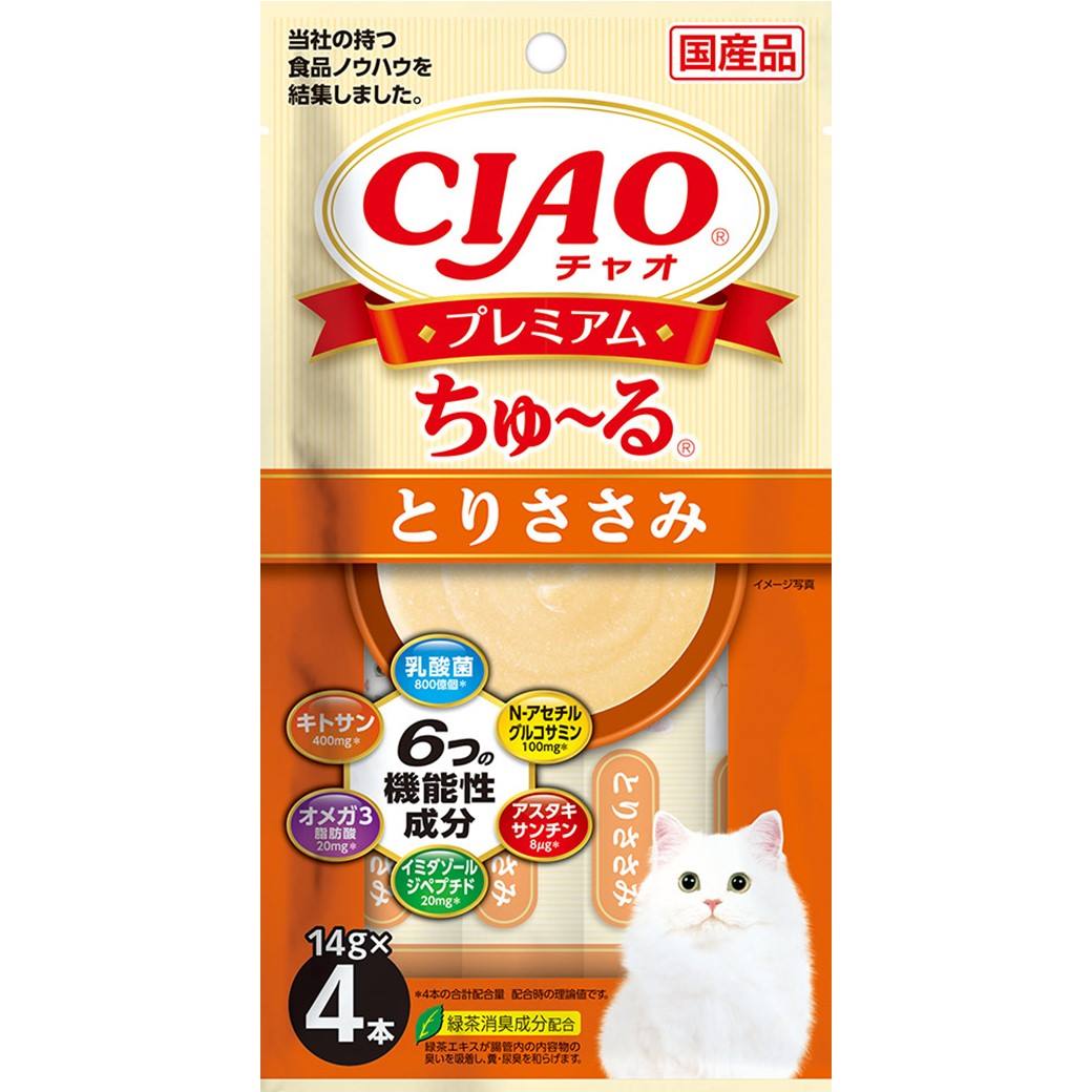 【9月1日終売予定】CIAOプレミアムちゅーる　とりささみ 14g×4P