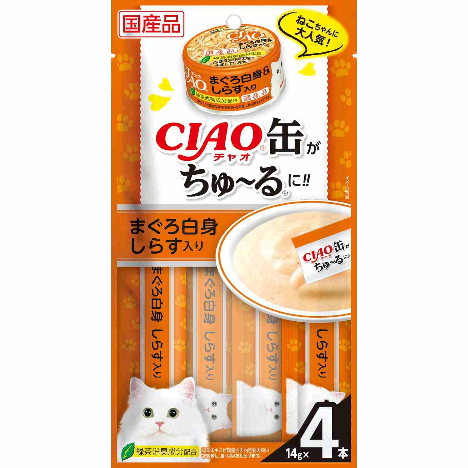 CIAO缶ちゅ～る まぐろ白身　しらす入り 14g×4本