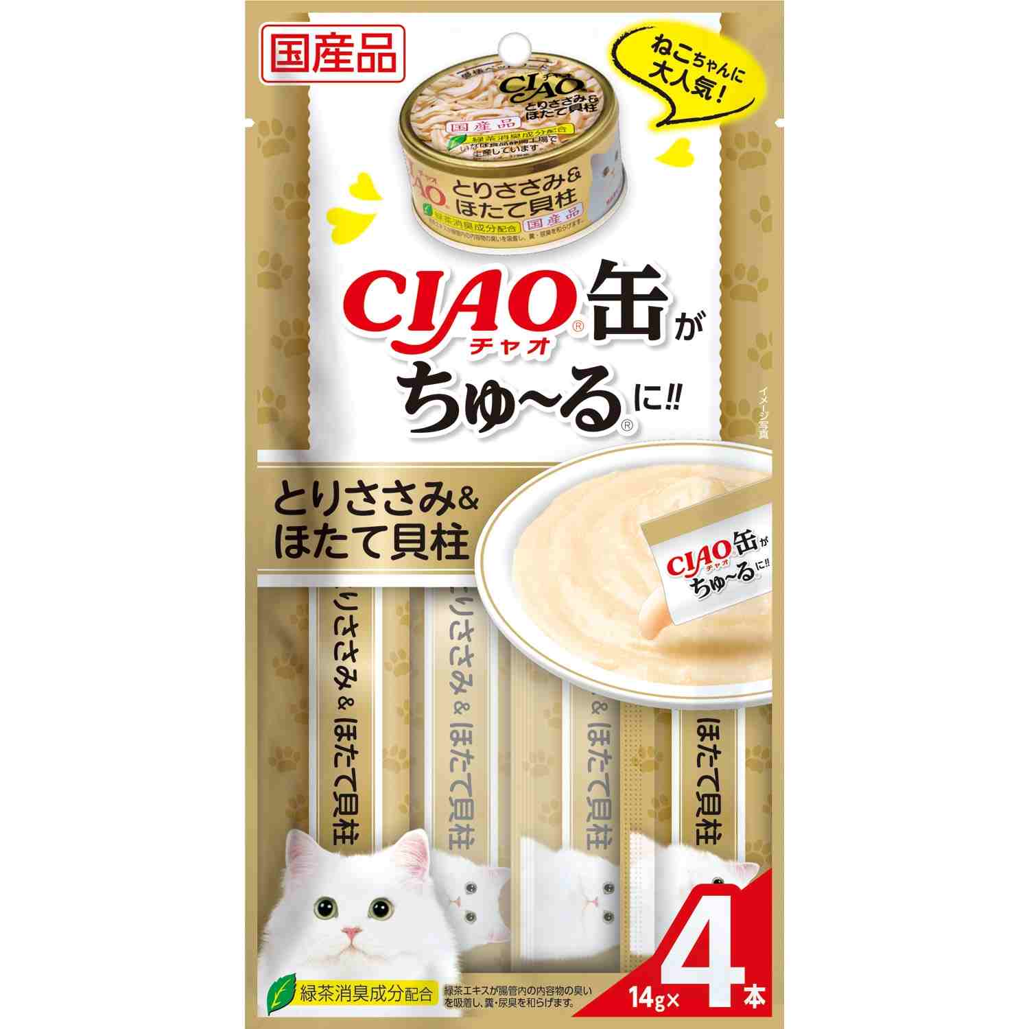 CIAO缶ちゅ～る とりささみ＆ほたて貝柱 14g×4本