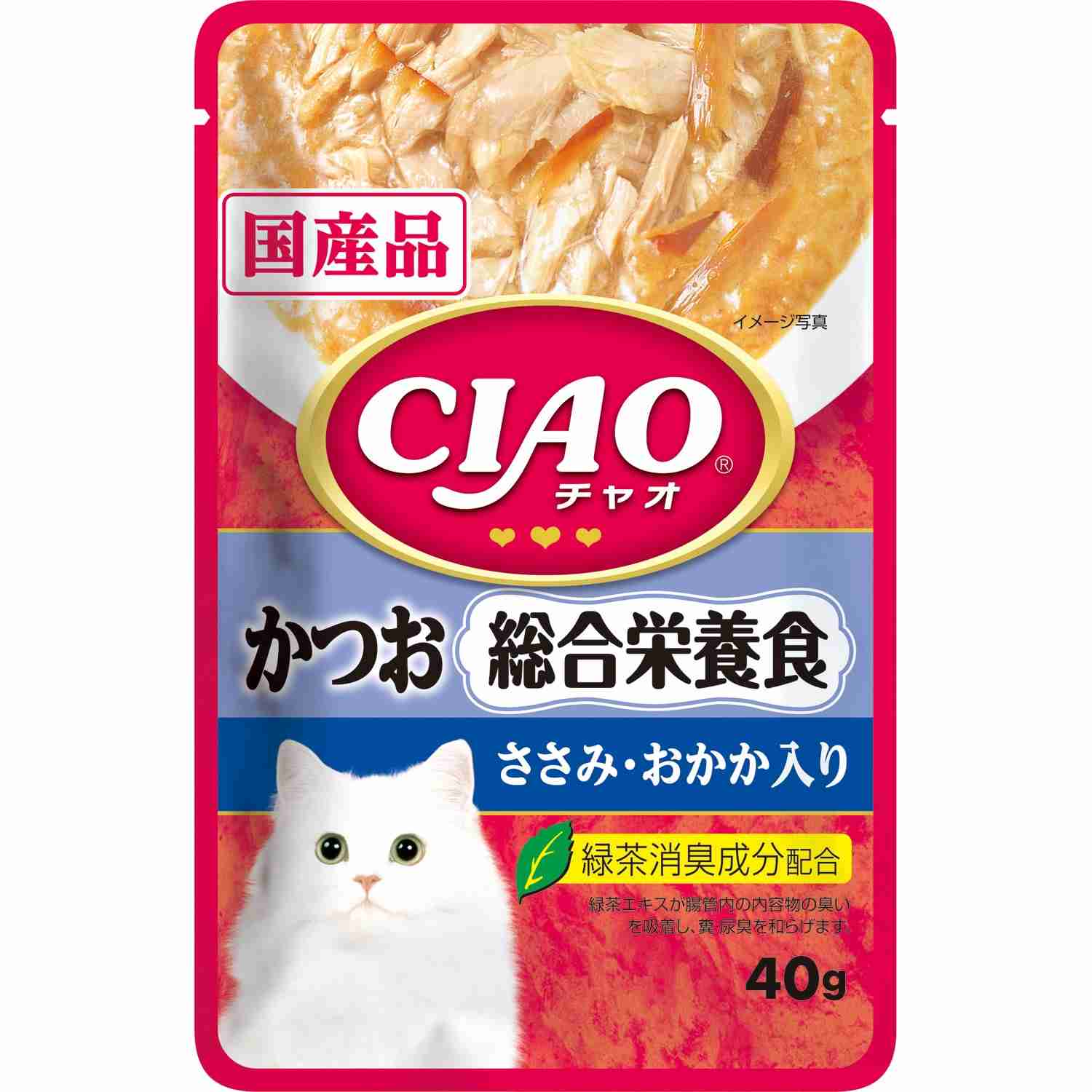 CIAOパウチ 総合栄養食　かつお　ささみ・おかか入り 40g
