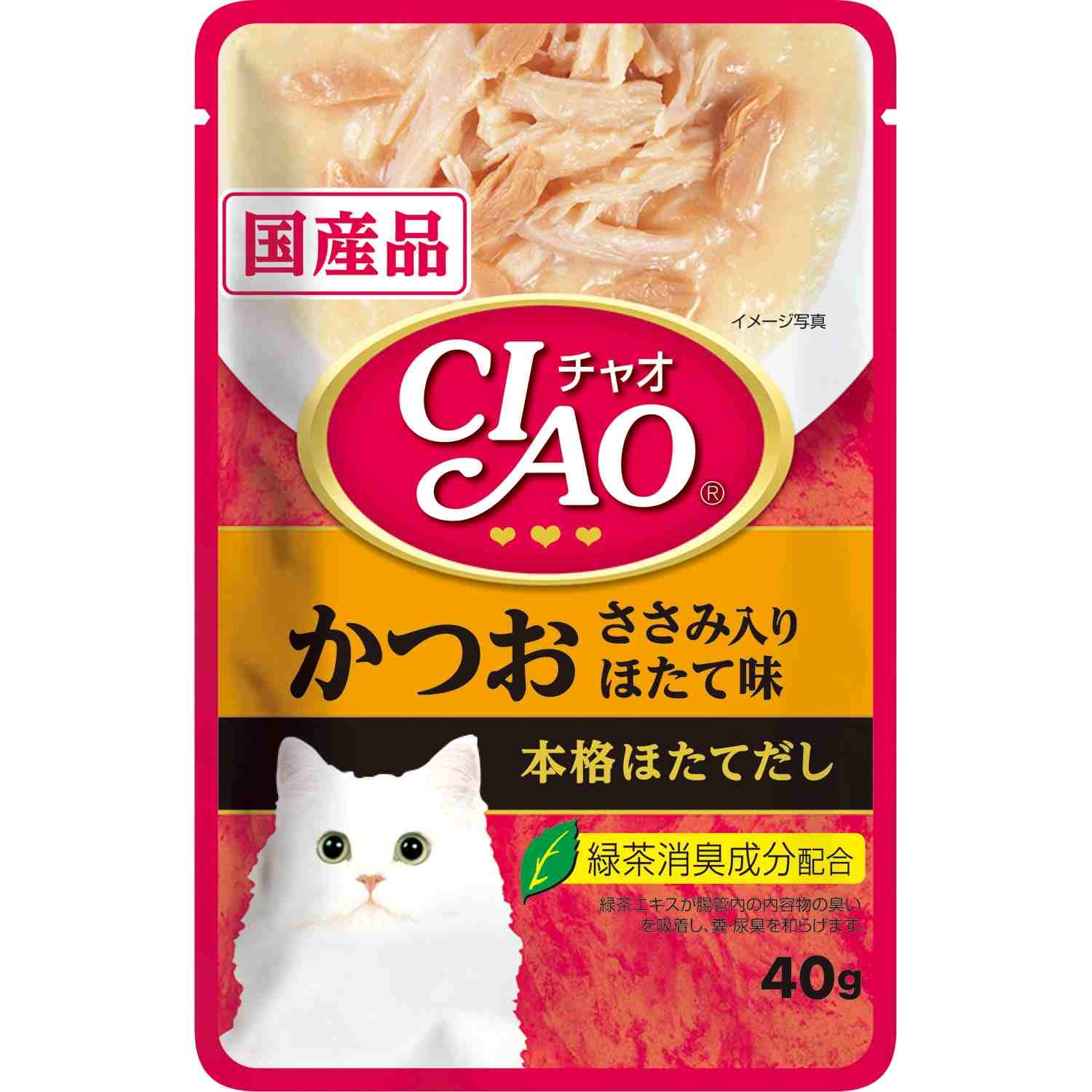 CIAOパウチ かつお　ささみ入り　ほたて味 40g