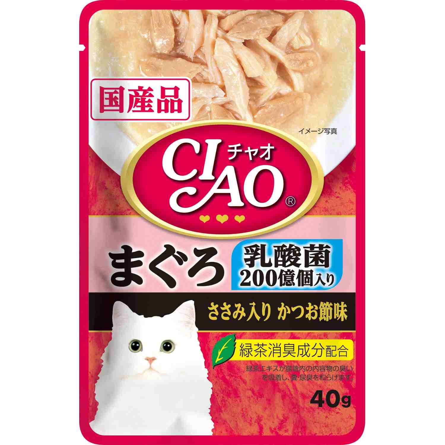 CIAOパウチ 乳酸菌入り　まぐろ　ささみ入りかつお節味 40g