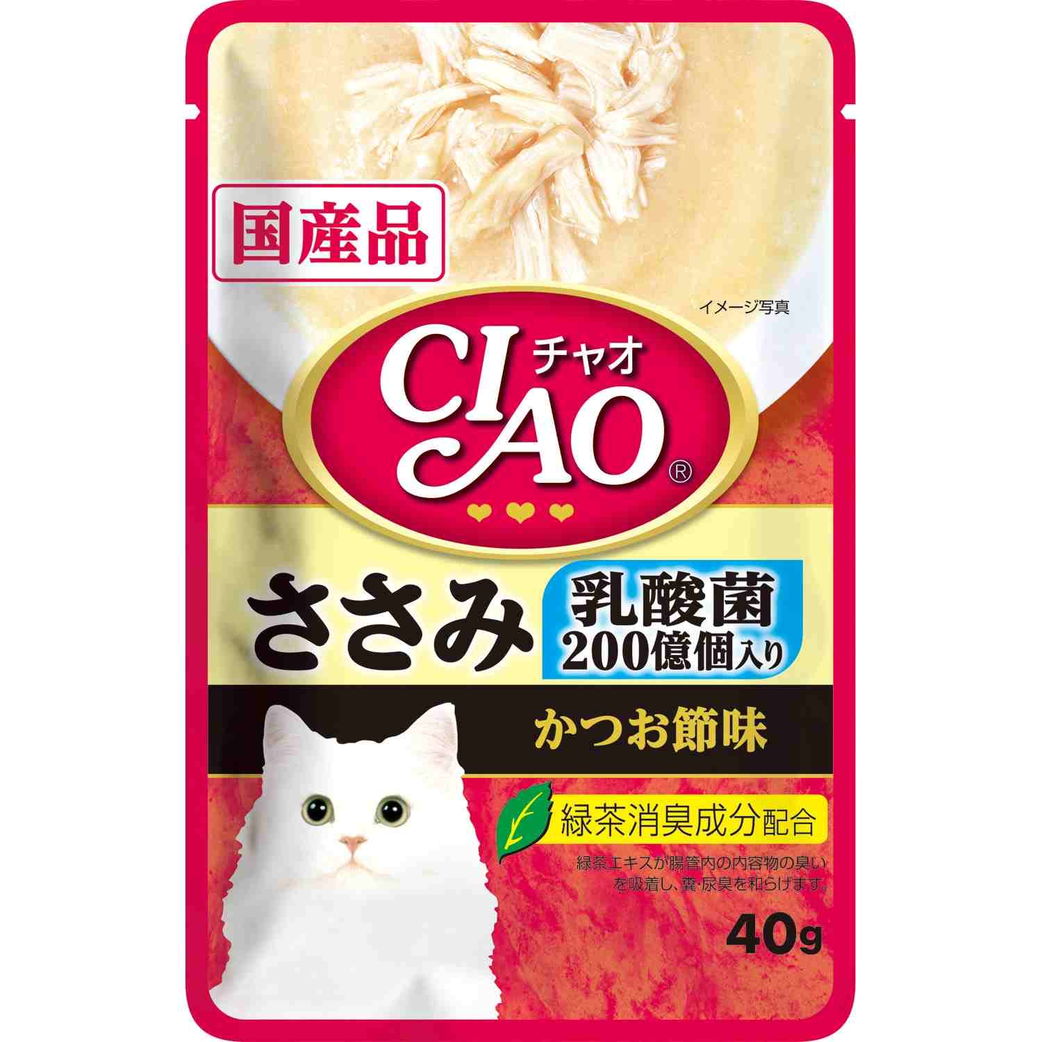 CIAOパウチ 乳酸菌入り　ささみ　かつお節味 40g