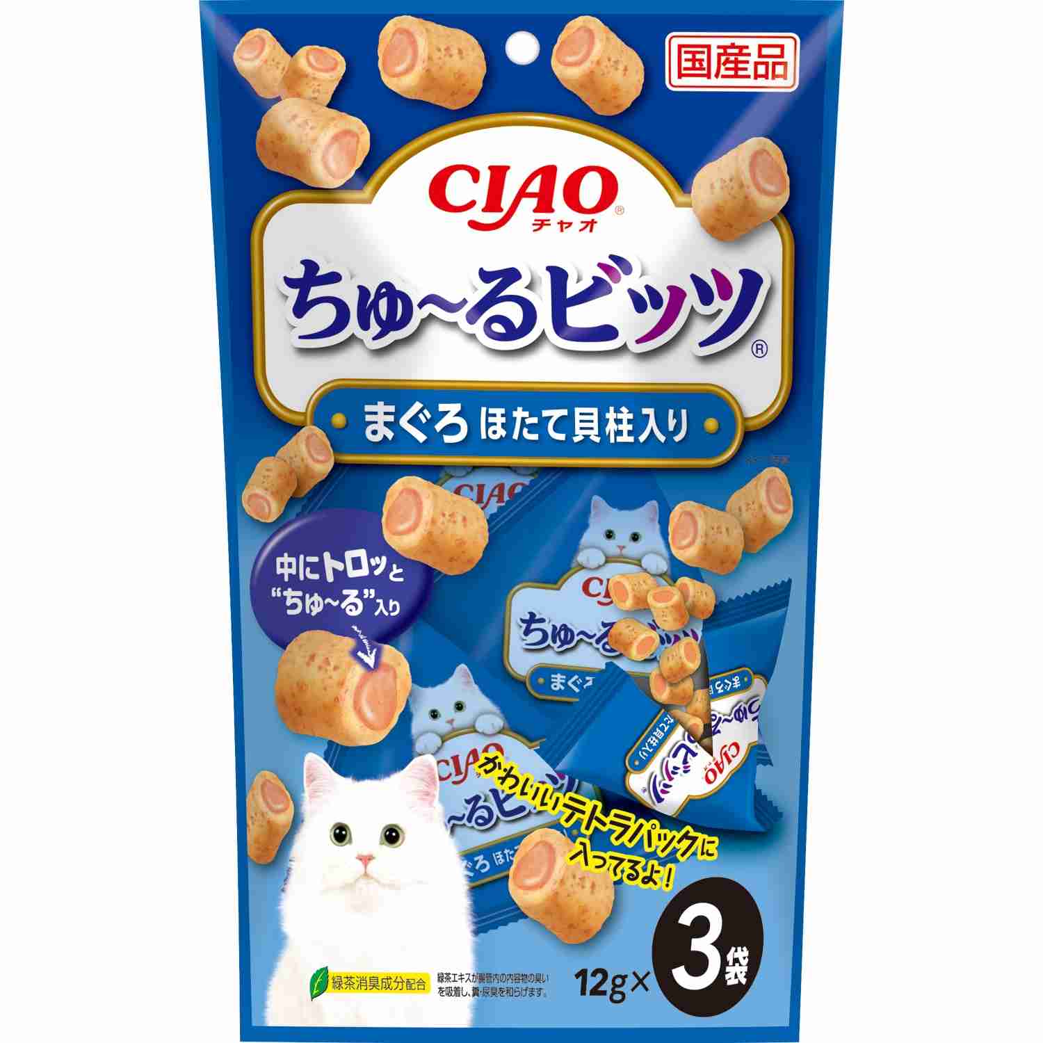 CIAO ちゅ～るビッツ まぐろ　ほたて貝柱入り 12g×3袋