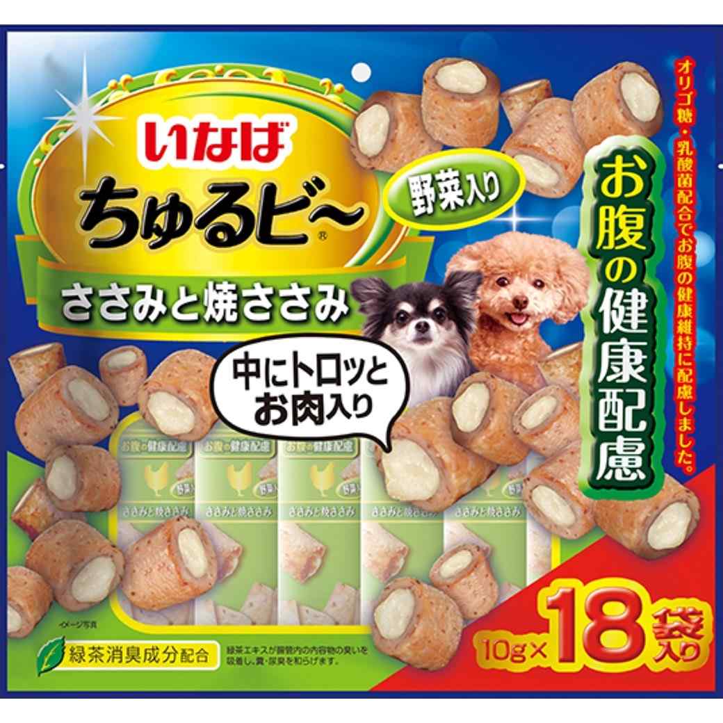 ちゅるビ～ ささみと焼ささみ　野菜入り　お腹の健康配慮 10g×18袋