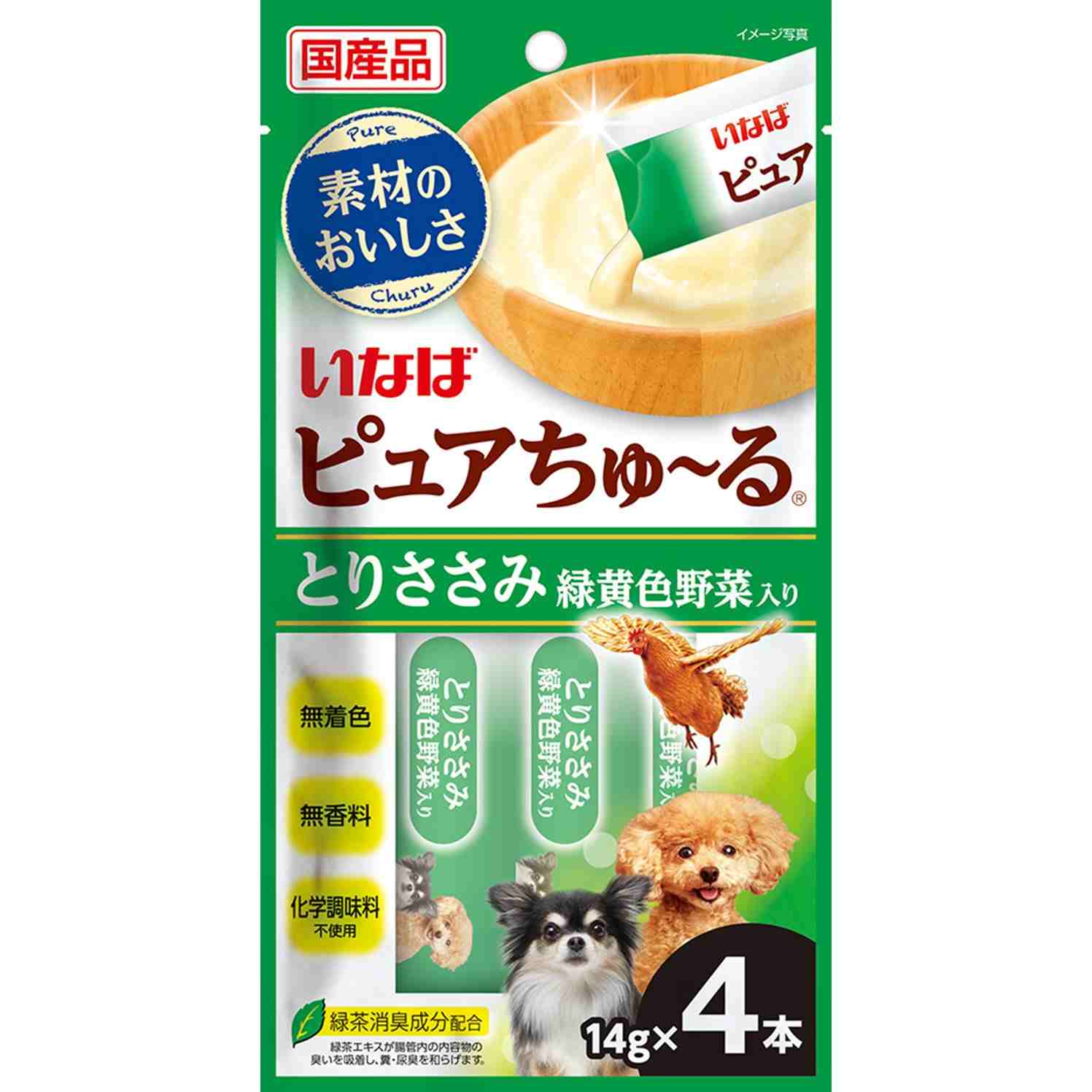 ピュアちゅーる　とりささみ　緑黄色野菜入り 14g×4本