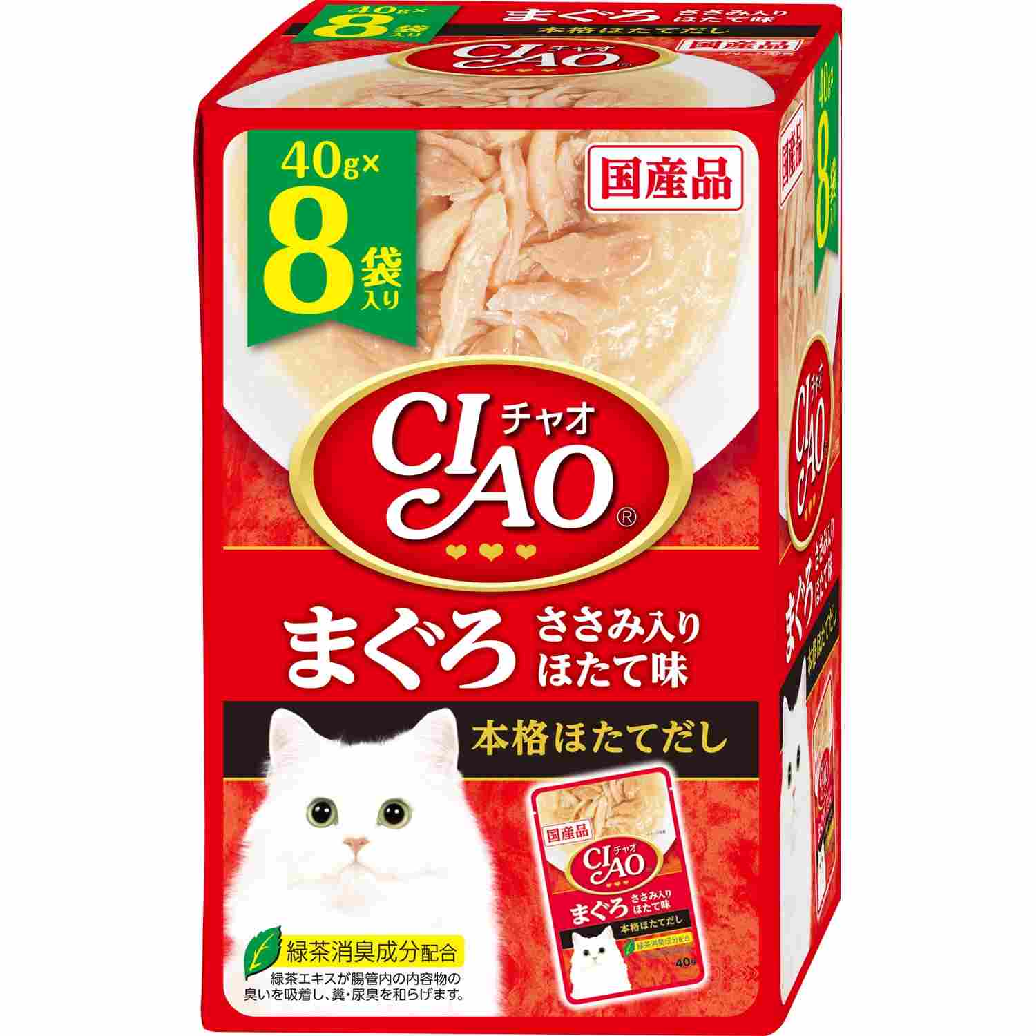 CIAOパウチ まぐろ　ささみ入り　ほたて味 40g×8袋