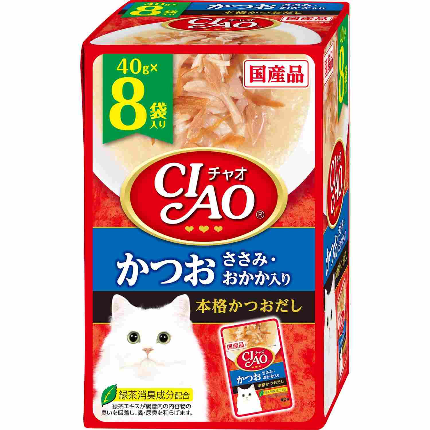 CIAOパウチ かつお　ささみ・おかか入り 40g×8袋