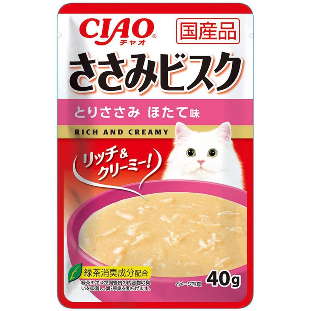 【9月1日終売予定】CIAO ささみビスク とりささみ ほたて味 40g