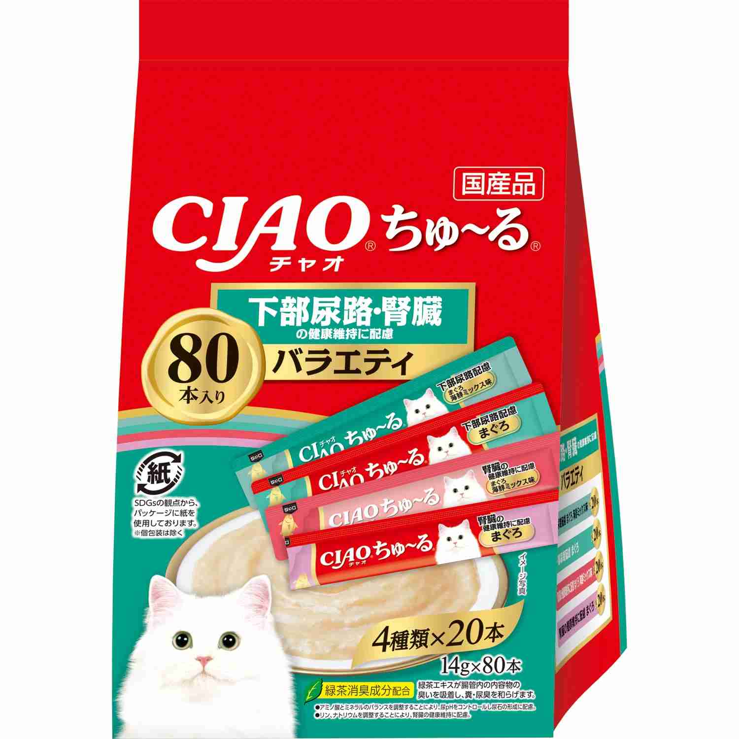 CIAO ちゅ～る 下部尿路・腎臓の健康維持に配慮 バラエティ 14g×80本