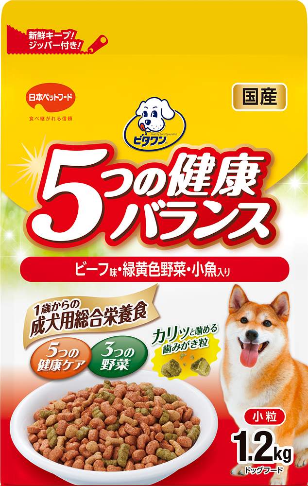 ビタワンビタワン5つの健康バランスビーフ味・野菜入り小粒1.2kg