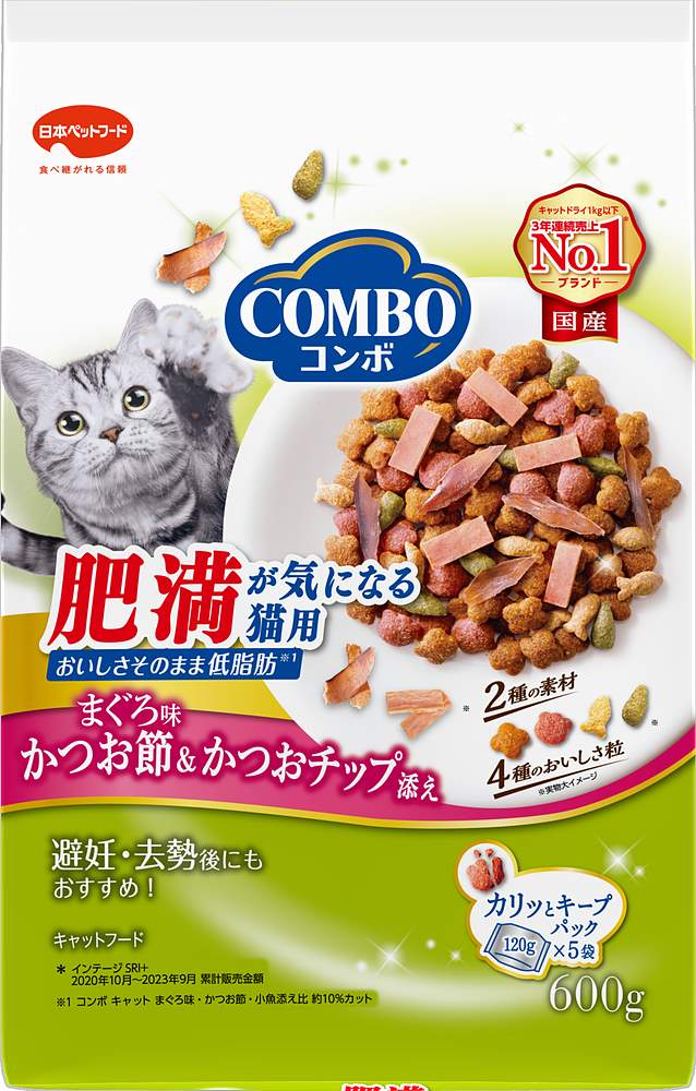 コンボキャット肥満が気になる猫用まぐろ味・かつお節・かつおチップ添え600g