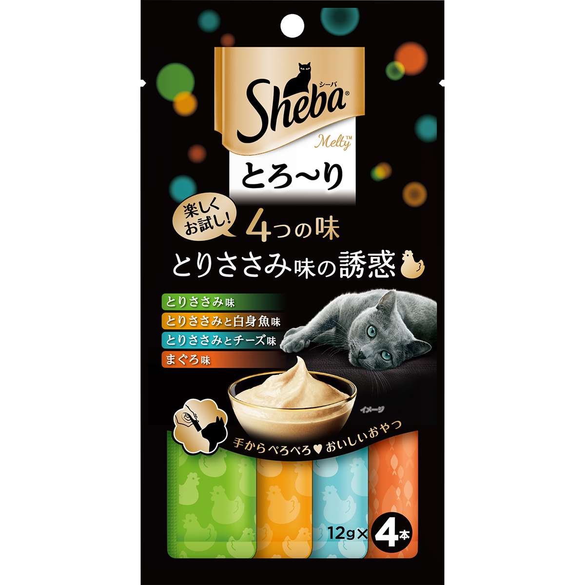 【10月31日終売予定】シーバとろ～りメルティ 4つの味　とりささみ味の誘惑 12g×4本