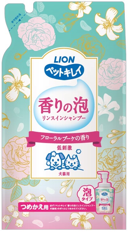 ペットキレイ 香りの泡リンスインシャンプー 犬猫用 フローラルブーケの香り つめかえ用 400ml