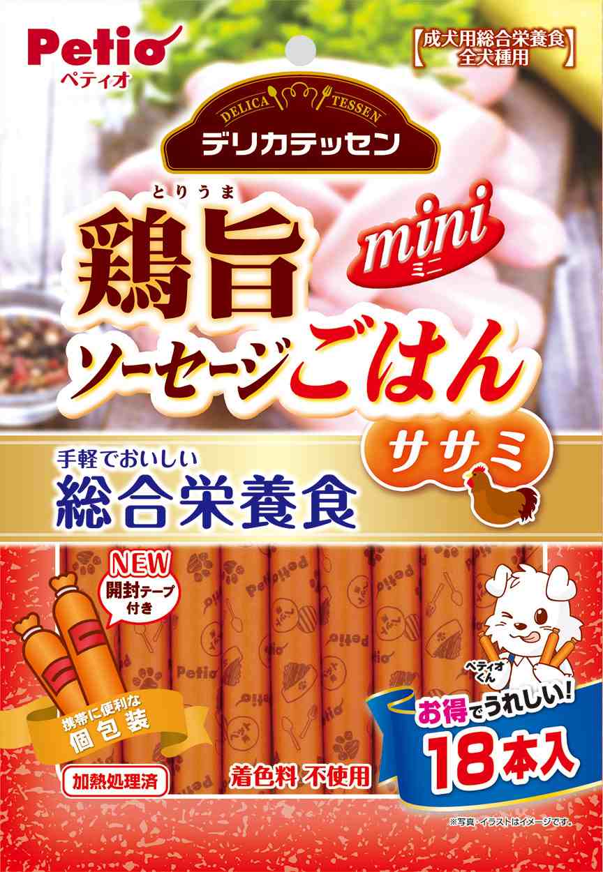 ペティオ デリカテッセン　総合栄養食　鶏旨　ミニソーセージごはん　ササミ 18本入