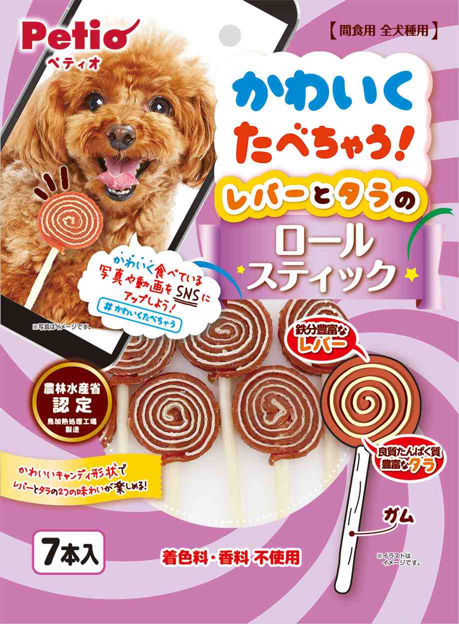 ペティオ かわいくたべちゃう！　レバーとタラのロールスティック 7本入