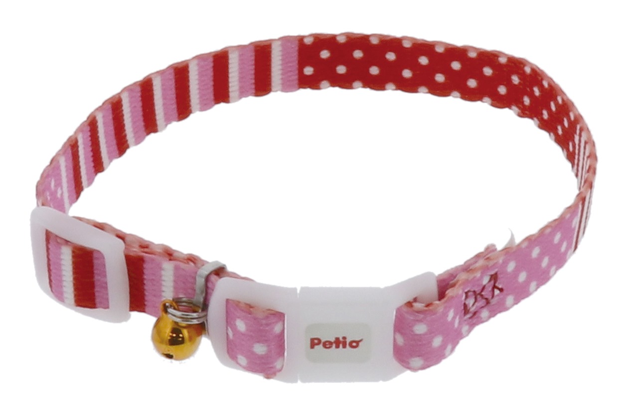 ペティオ CAT　COLLAR　ボーダードットカラー　ピンク