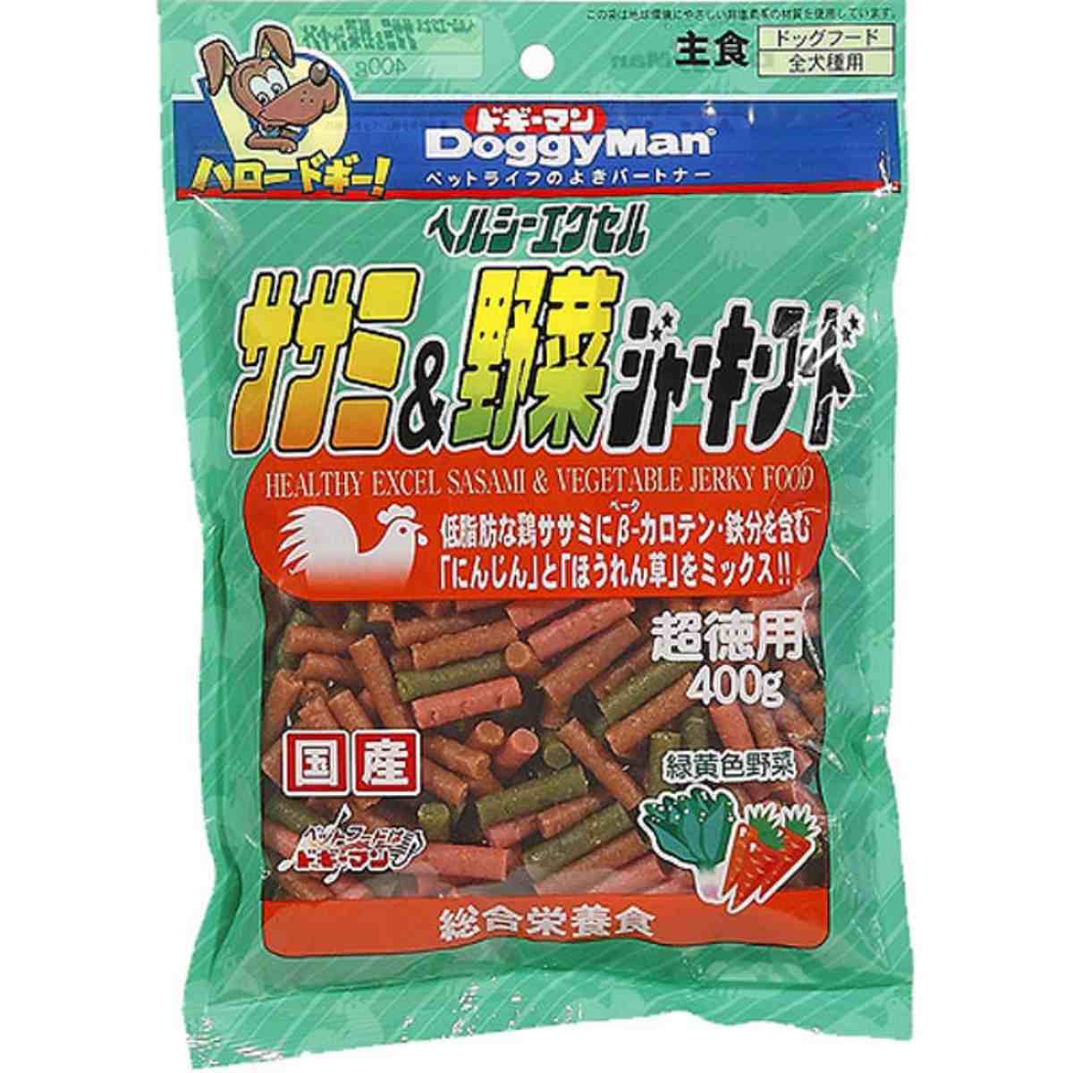 ドギーマン ヘルシーエクセルササミ&野菜ジャーキーフード 400g