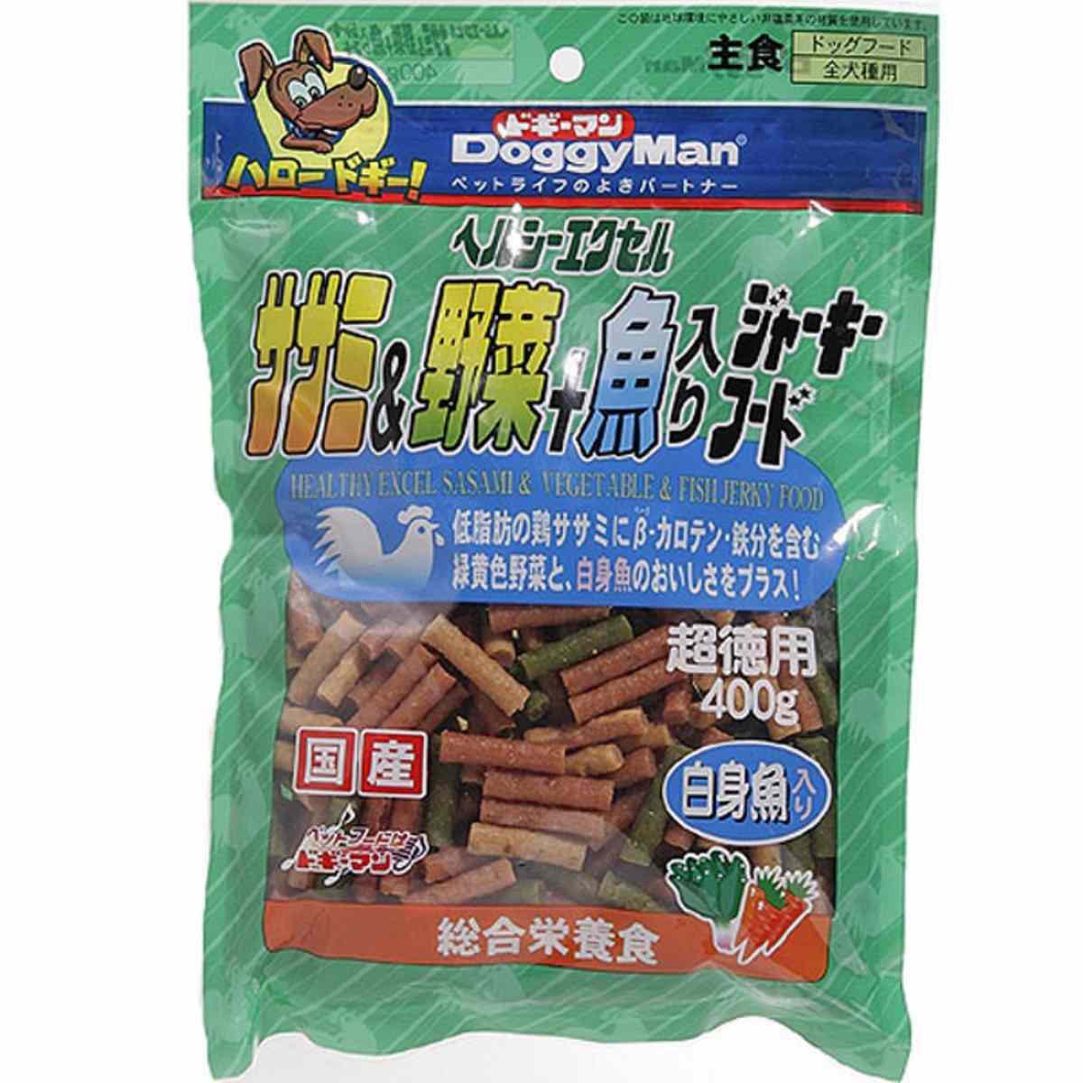 ドギーマン ヘルシーエクセル　ササミ&野菜+魚入りジャーキーフード 400g