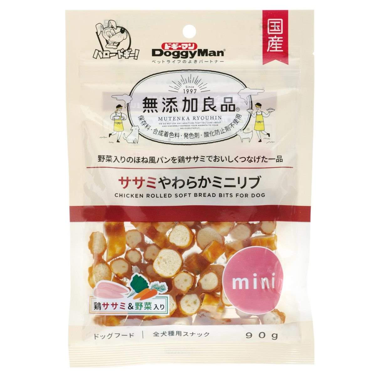 ドギーマン 無添加良品　ササミやわらかミニリブ 90g