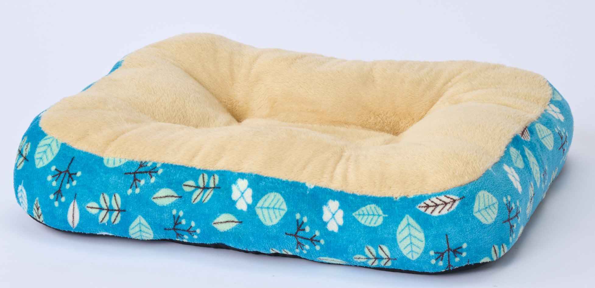 もこもこスクエアクッション Ｌ リーフブルー