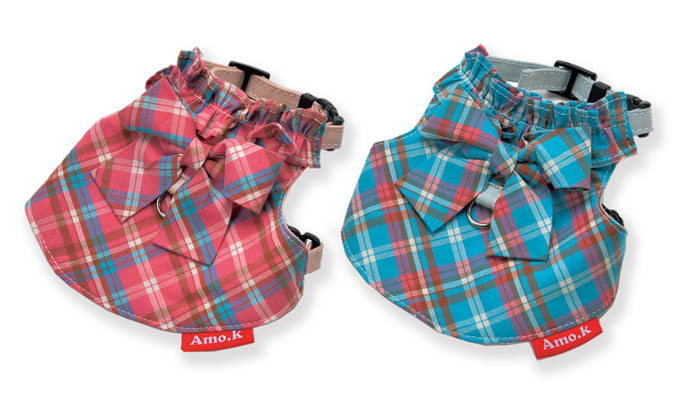 Baby Amo.k ハーネス ガーリー チェック M ブルー
