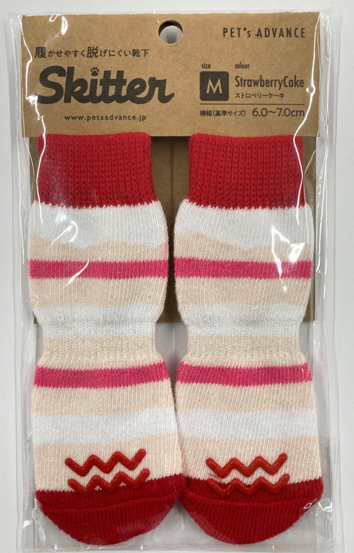 犬用靴下 スキッター Mサイズ ストロベリーケーキ